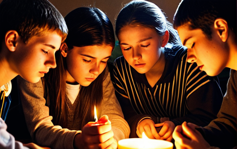 **

A group of high school students huddled together, illuminated by the warm glow of a single candle. They're studying intensely, but their faces show a mix of determination and anxiety. Soft, nostalgic lighting evokes a sense of youthful camaraderie and shared struggles. The scene should feel hopeful and resilient, reflecting the song's message of perseverance.

**